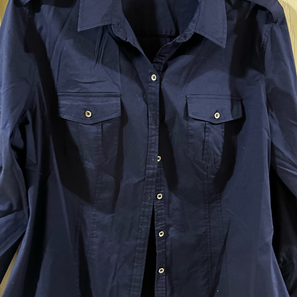 7th Avenue NY&CO Blouse , Navy, Size XL Petite, Pre-Owned, Like new.